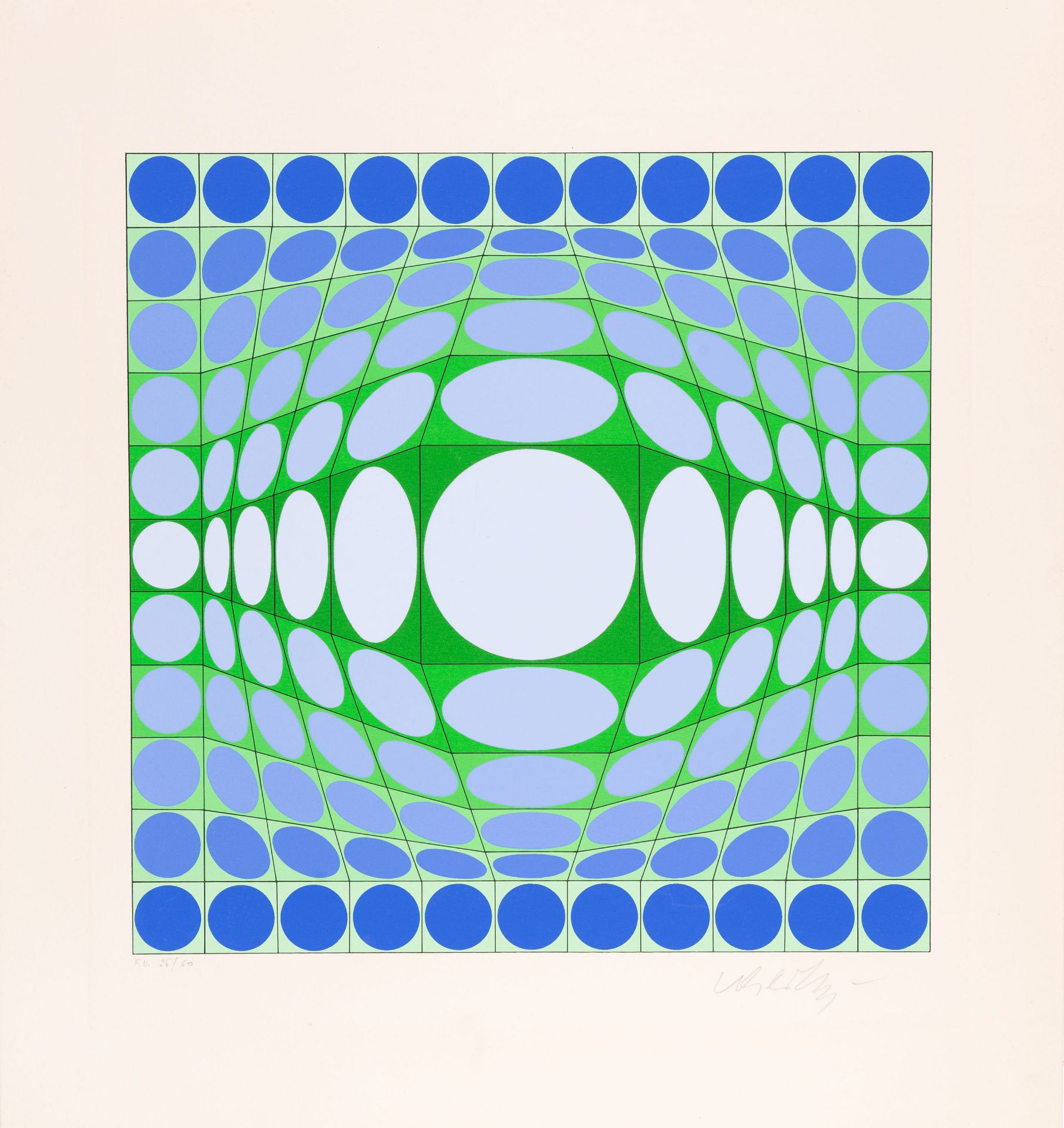 Victor Vasarely. Ohne Titel. 2 Blatt Farbserigraphien. Signiert. Ex. 7/30 bzw. 35/60. - Bild 2 aus 2