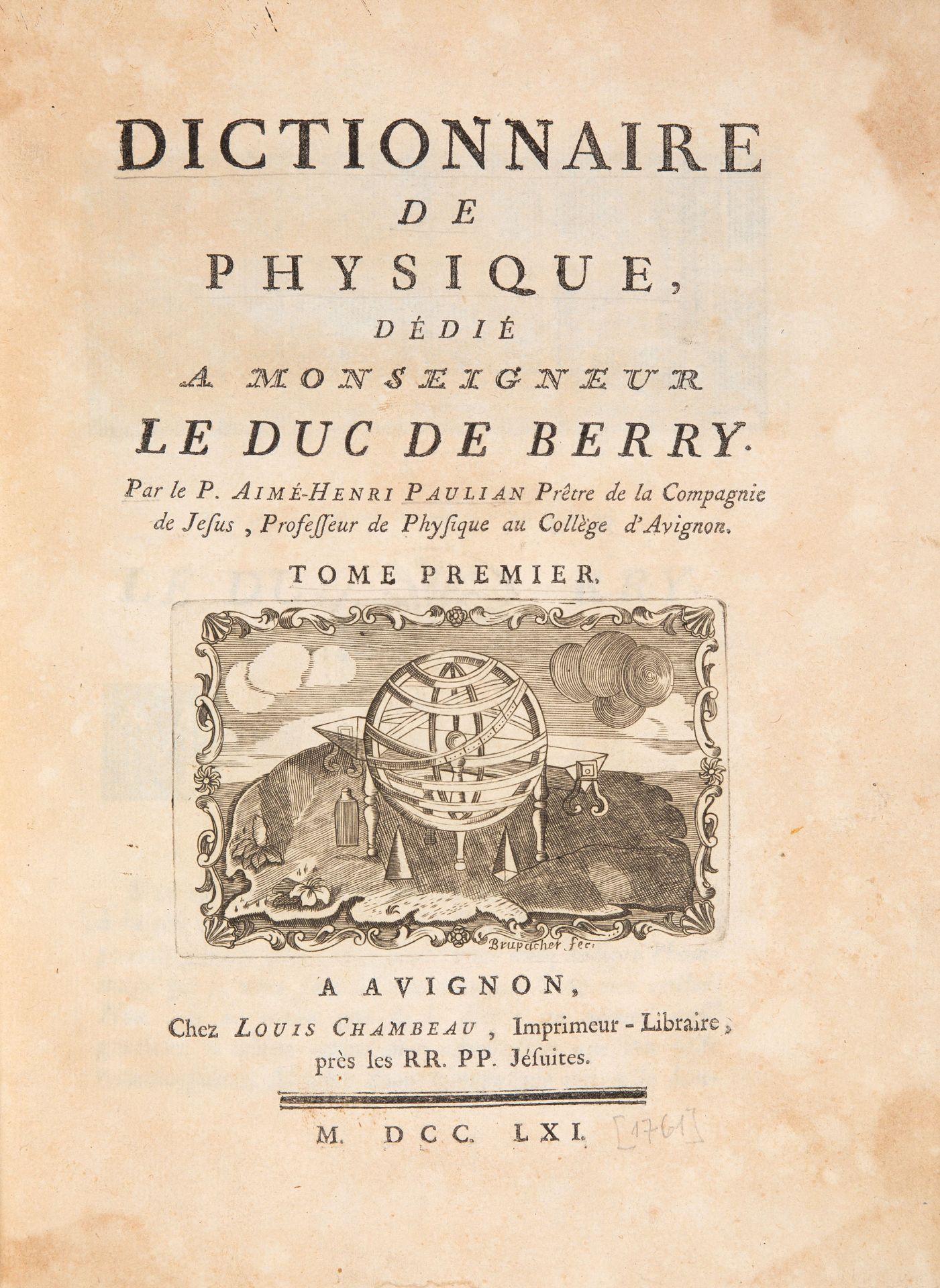 A.-H. Paulian, Dictionnaire de Physique. 3 Bde. Avignon 1761. - Image 2 of 3