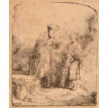 Rembrandt. Abraham und Isaak. 1645. Radierung. New Hollstein 224 I (von II), Bartsch 34.