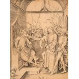 Monogrammist AG. Christus vor Pilatus. Kurz vor 1500. Kupferstich aus der Passionsgeschichte. Bartsc