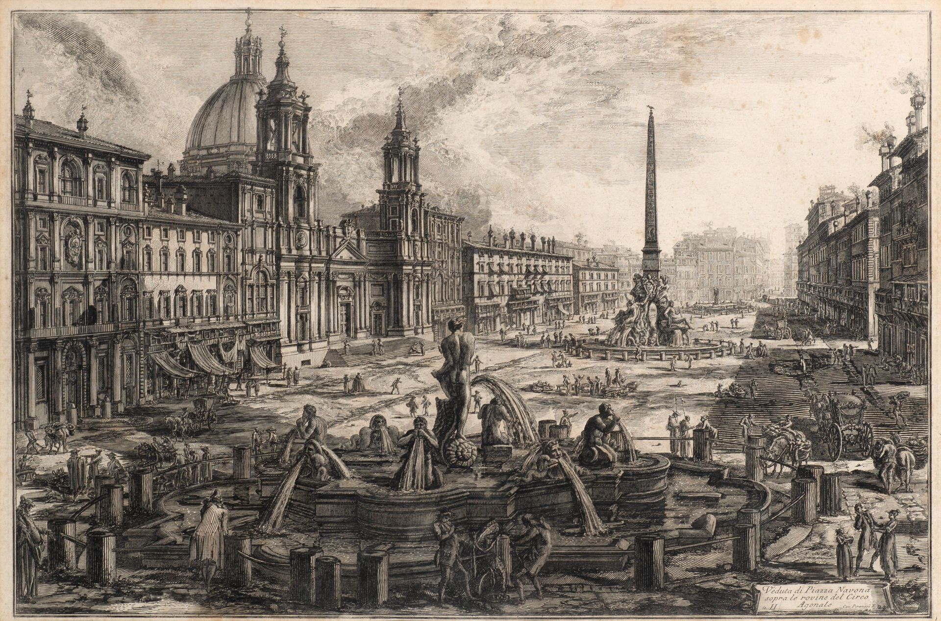 Giovanni Battista Piranesi. Veduta di Piazza Navona sopra le rovine del Circo Agonale. Radierung. Hi