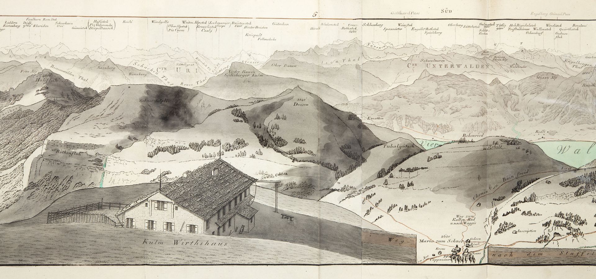 H. Keller, Panorama vom Rigi Berg gezeichnet. Zürich 1823. - Mit Beiheft "Beschreibung des Rigibergs - Image 4 of 7