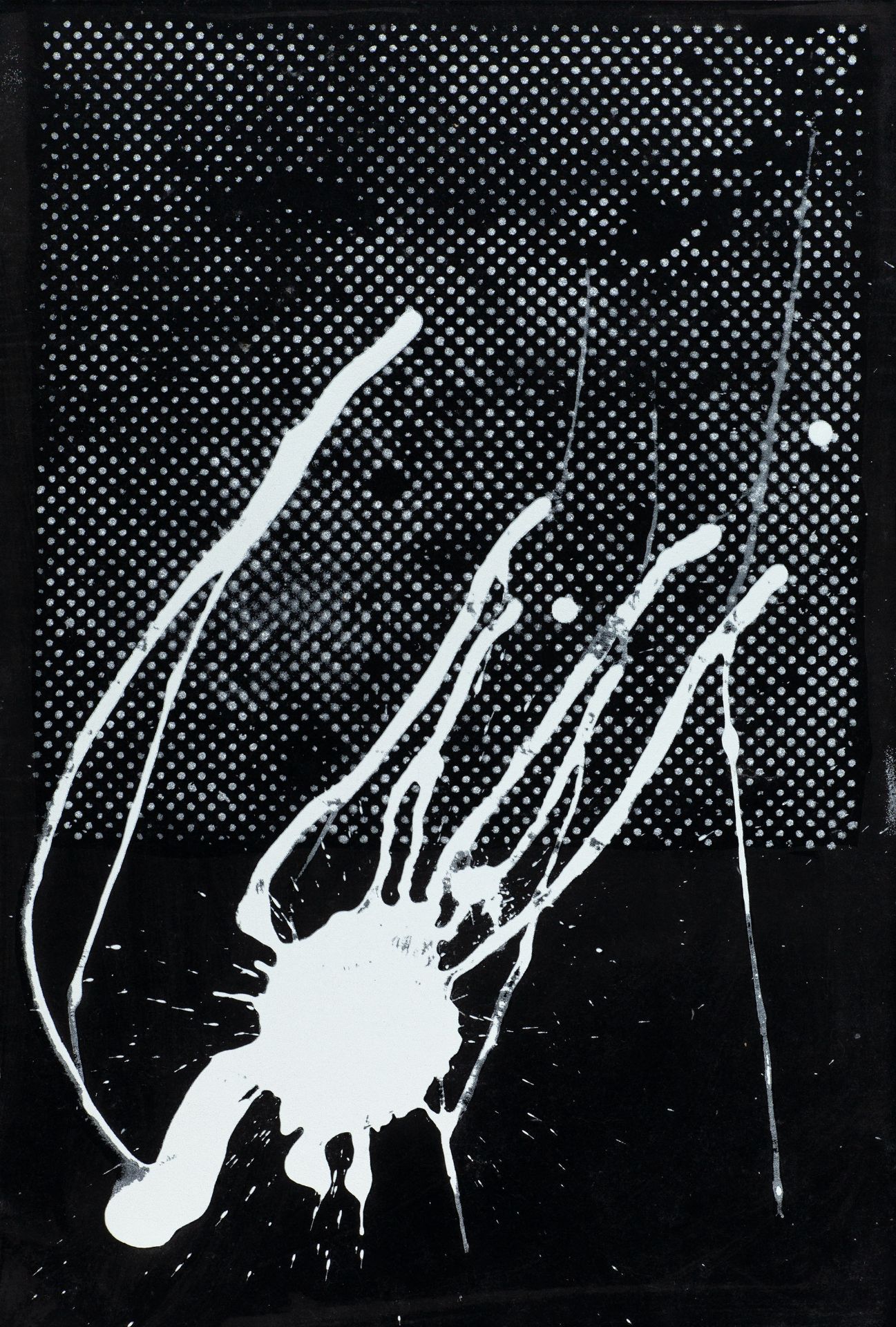 Sigmar Polke. Ohne Titel (Griffelkunst 1989). Siebdruck in Weiß auf schwarzem Velourpapier. Signiert