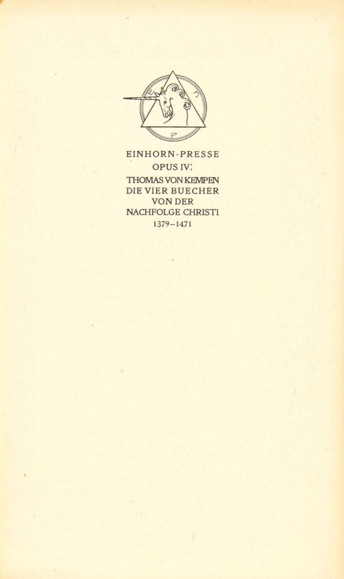 M. Lechter / Thomas v. Kempen, Die vier Bücher von der Nachfolge Christi. Bln. 1922. - Ex. 938/1000. - Image 2 of 3