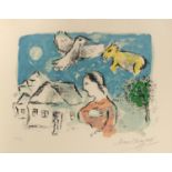 Marc Chagall. Le Village. 1977. Farblithographie. Signiert. Ex. 28/50. Mourlot 917.