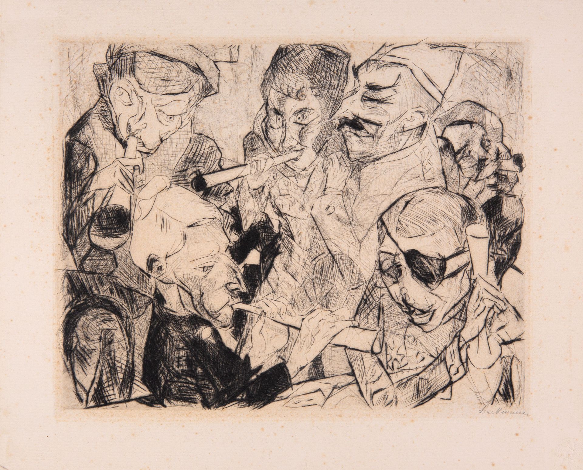 Max Beckmann. Prosit Neujahr 1917. Kaltnadelradierung. Signiert. Hofmaier 108 VI B b.