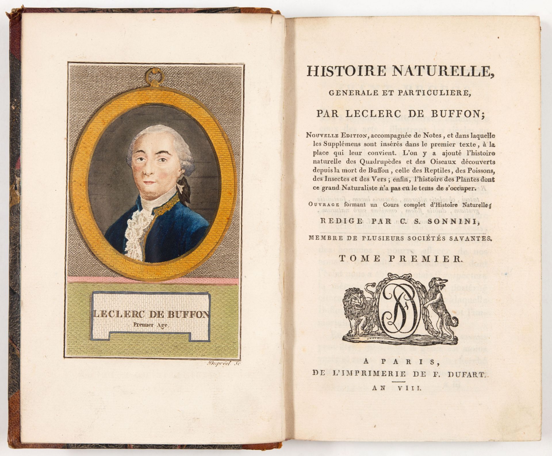 Buffon, Histoire naturelle générale et particulière. Nouv. ed. 126 Bde (ohne Bd. 62). Paris, 1798-18