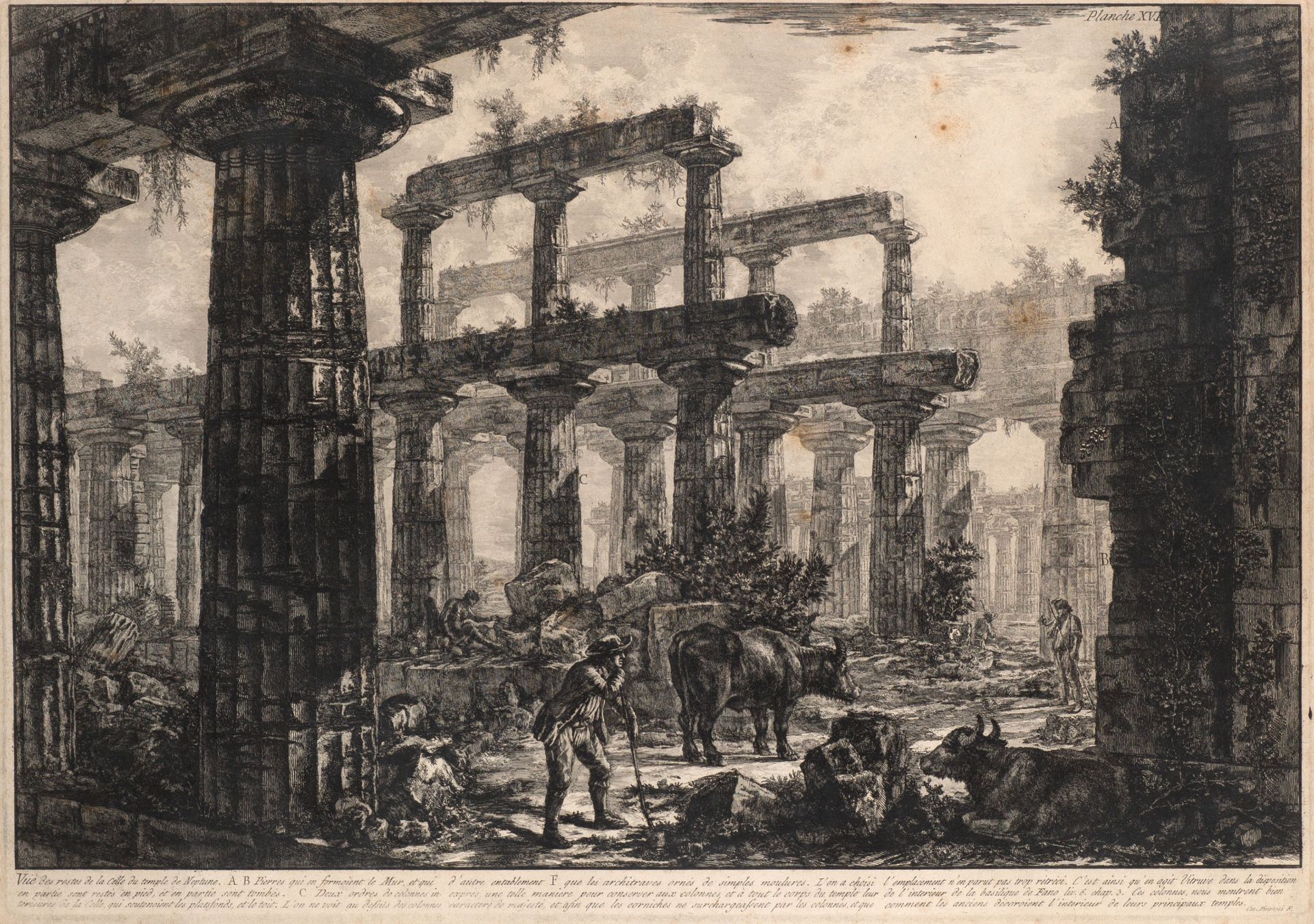 Giovanni Battista Piranesi. Vue des restes de la Celle du Temple de Neptune. Radierung. W.-E. 734..