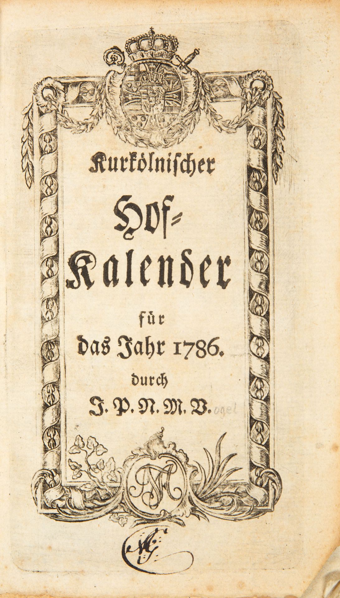 J. P. N. M. Vogel, Kurkölnischer Hof-Kalender für das Jahr 1786. Bonn 1785.