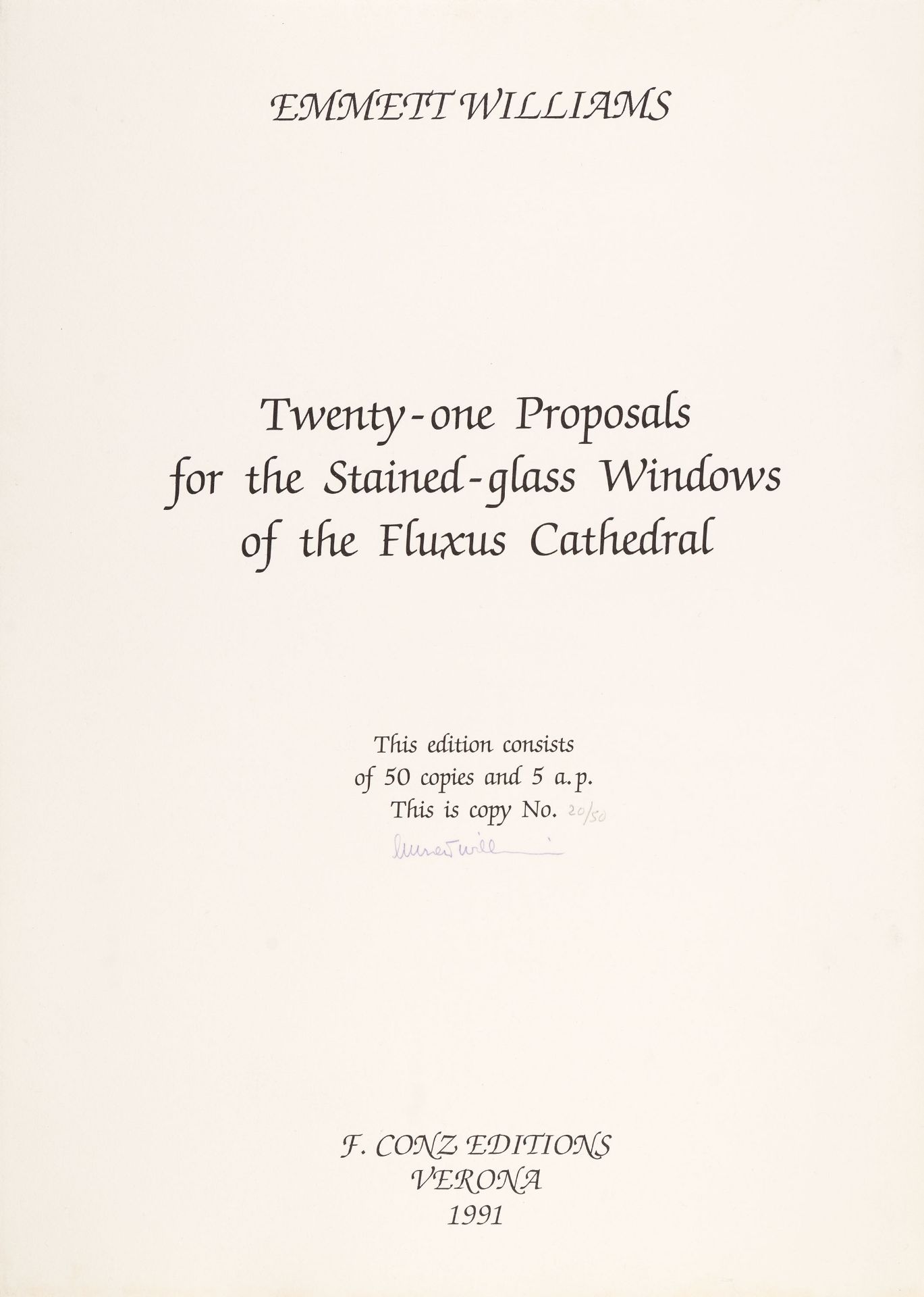 E. Williams, Twenty-one proposals. Verona 1991. - Ex. 20/50.