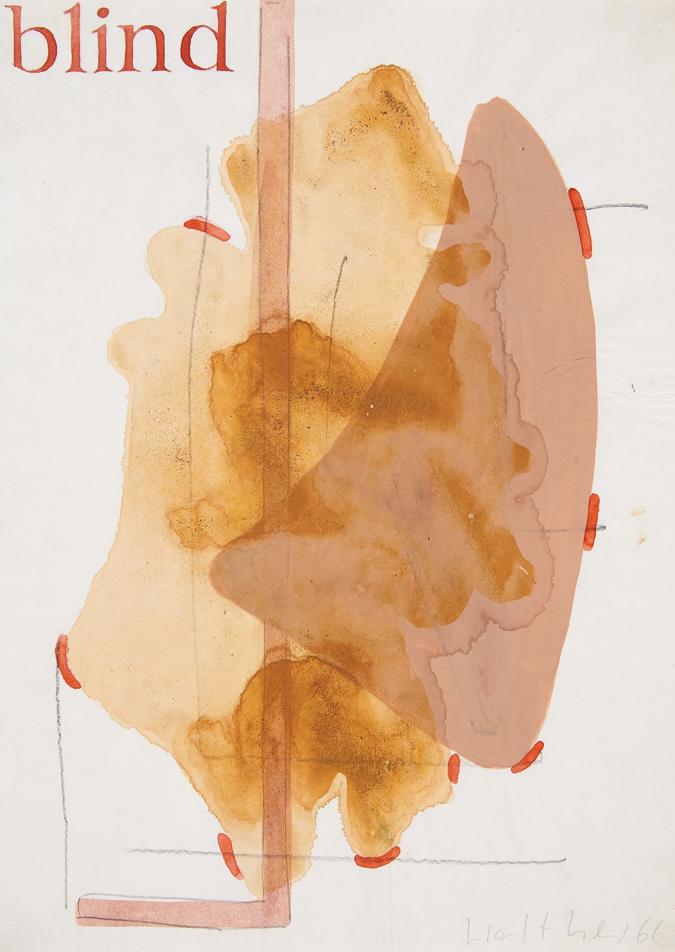 Franz Erhard Walther. Werkzeichnung (Blind) 1966. Aquarell. Signiert.