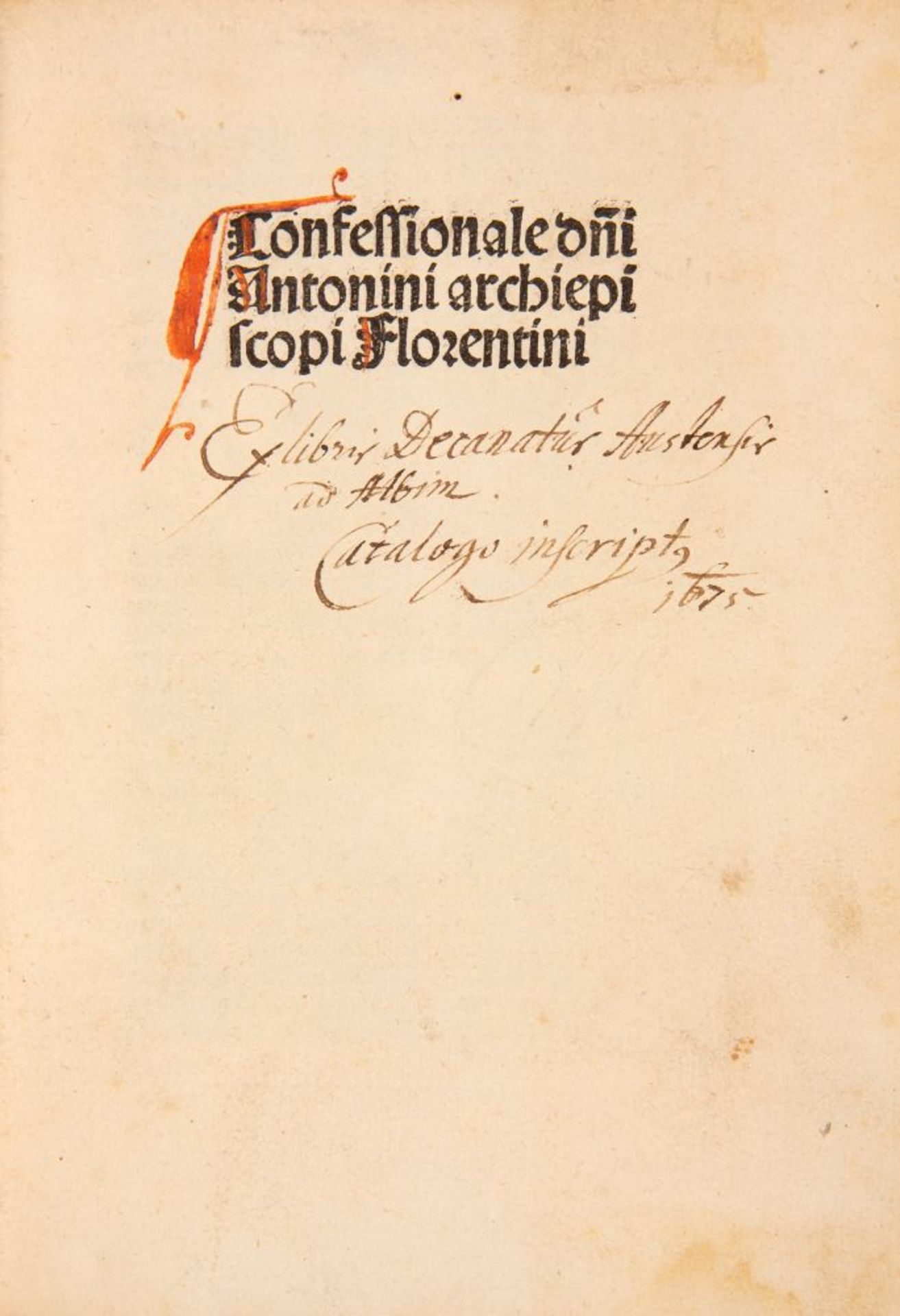 Antonius Florentinus, Confessionale. Straßburg 1496.