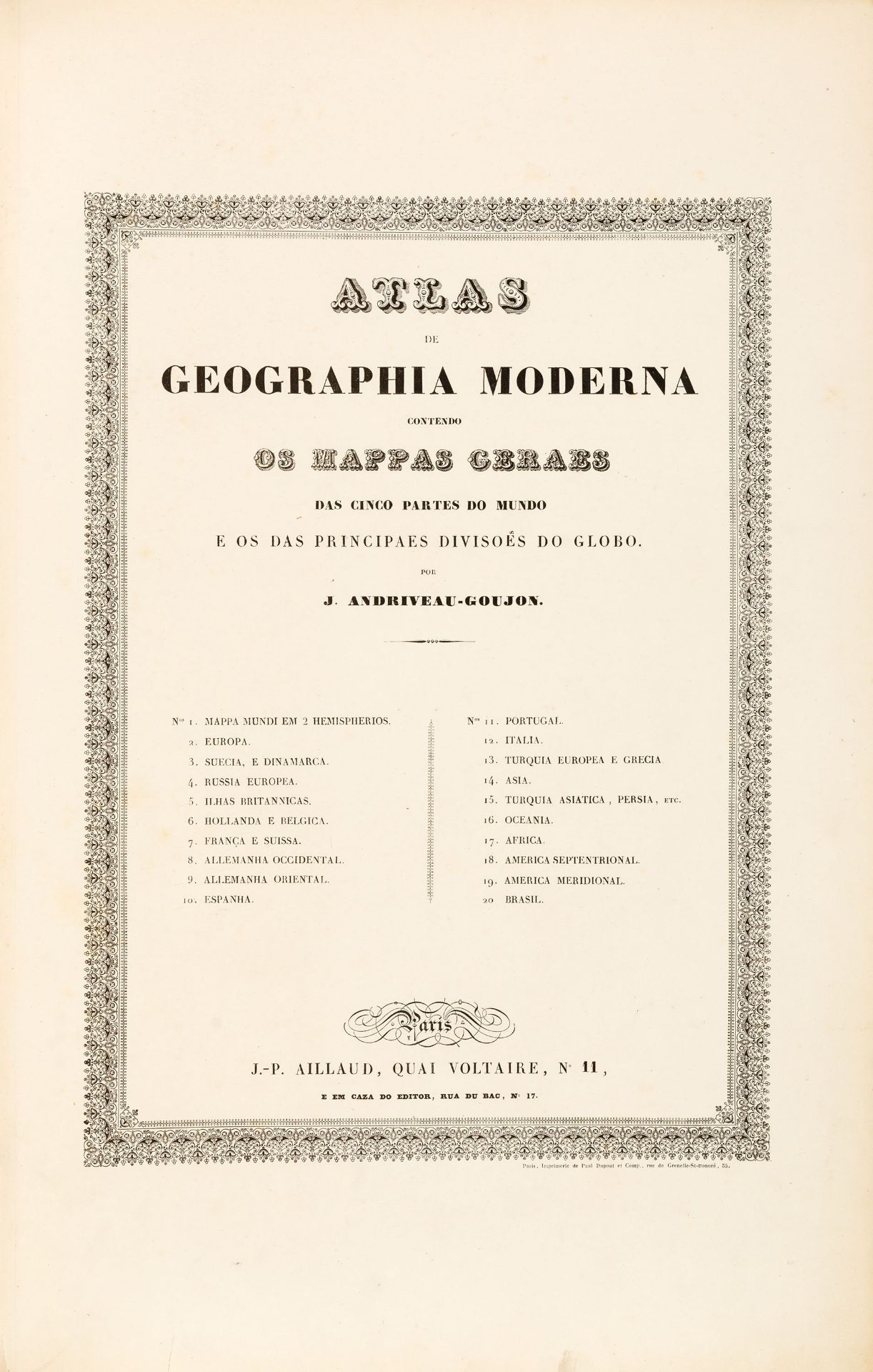 J. Andriveau-Goujon, Atlas de Geographia. Paris ca. 1851.