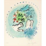 Marc Chagall. Tête de Chapitre (aus: Zwölf Glasmalerei-Modelle für Jerusalem). 1964. Farblithographi