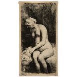 Rembrandt. Nackte Frau im Freien mit den Füssen im Wasser. 1658. Radierung. NH 309 I (von II).