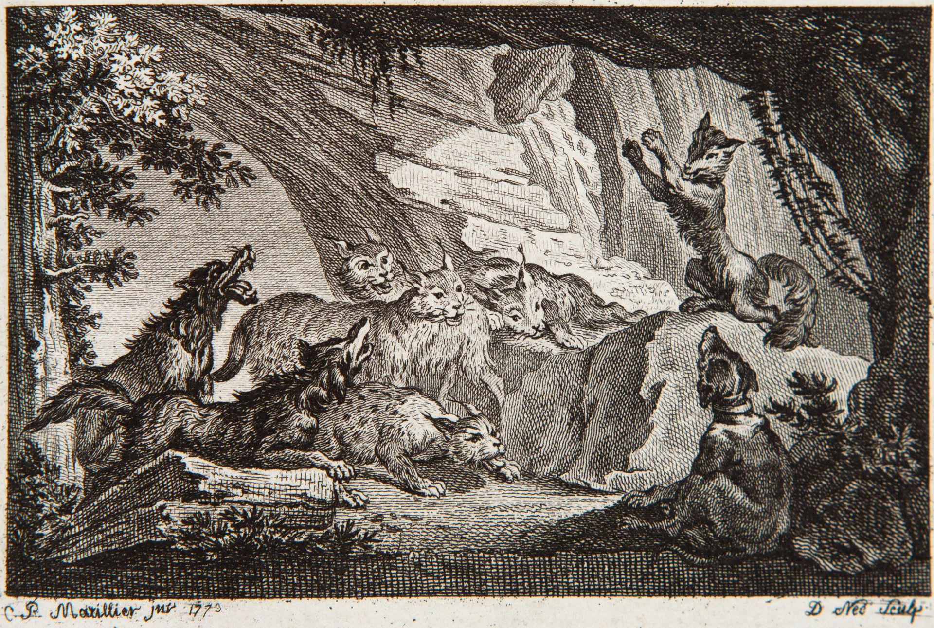 C. J. Dorat, Fables nouvelles. 2 Bde. in 1 Bd. Den Haag 1773-75. - Image 3 of 4