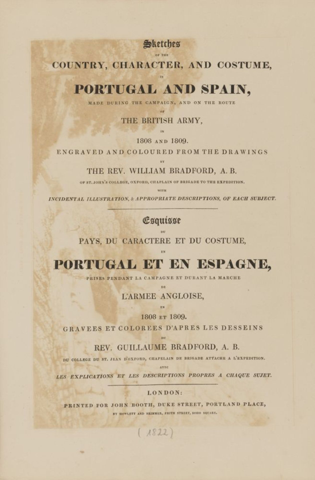 W. Bradford, Sketches of Portugal and Spain. Ldn 1812-13. - Bild 2 aus 3