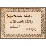 J. C. Lavater, 6 eigh. Sinnspruchkärtchen jeweils m. Monogramm; zus. auf Karton mont.; O. O., 1797-9