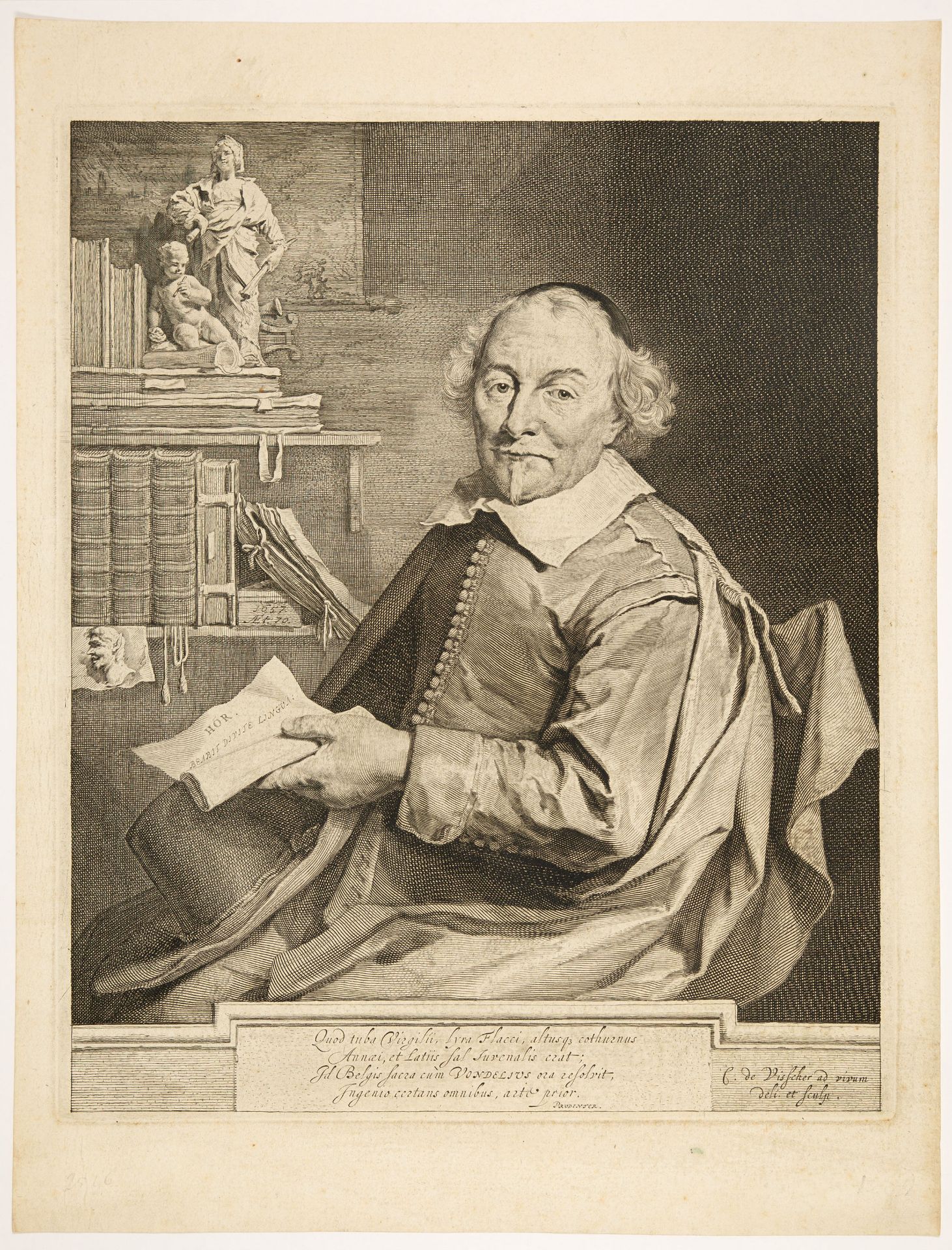 Cornelis Visscher. Joost van den Vondel. 1657. Kupferstich und Radierung. Hollstein 164, VI/VIII.