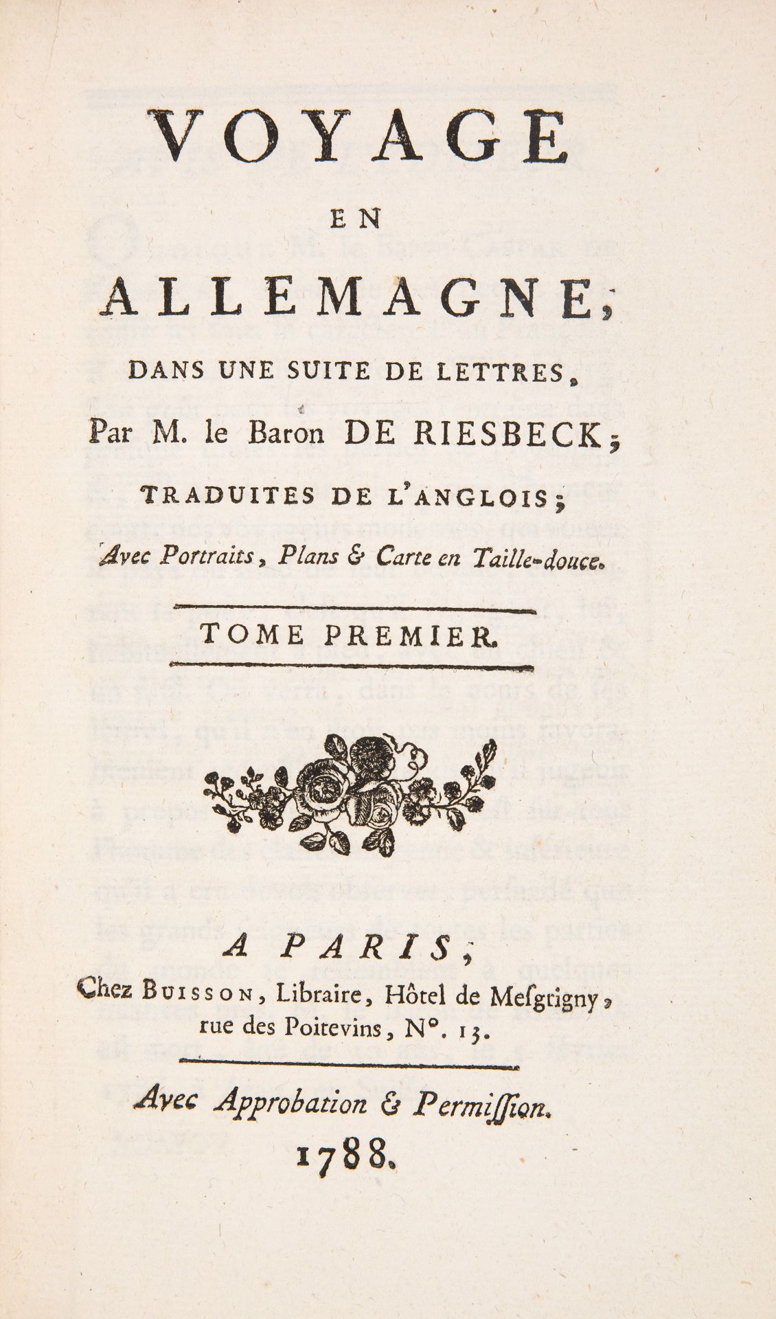 J. K. Riesbeck, Voyage en Allemagne. 3 Bde. Paris 1788.
