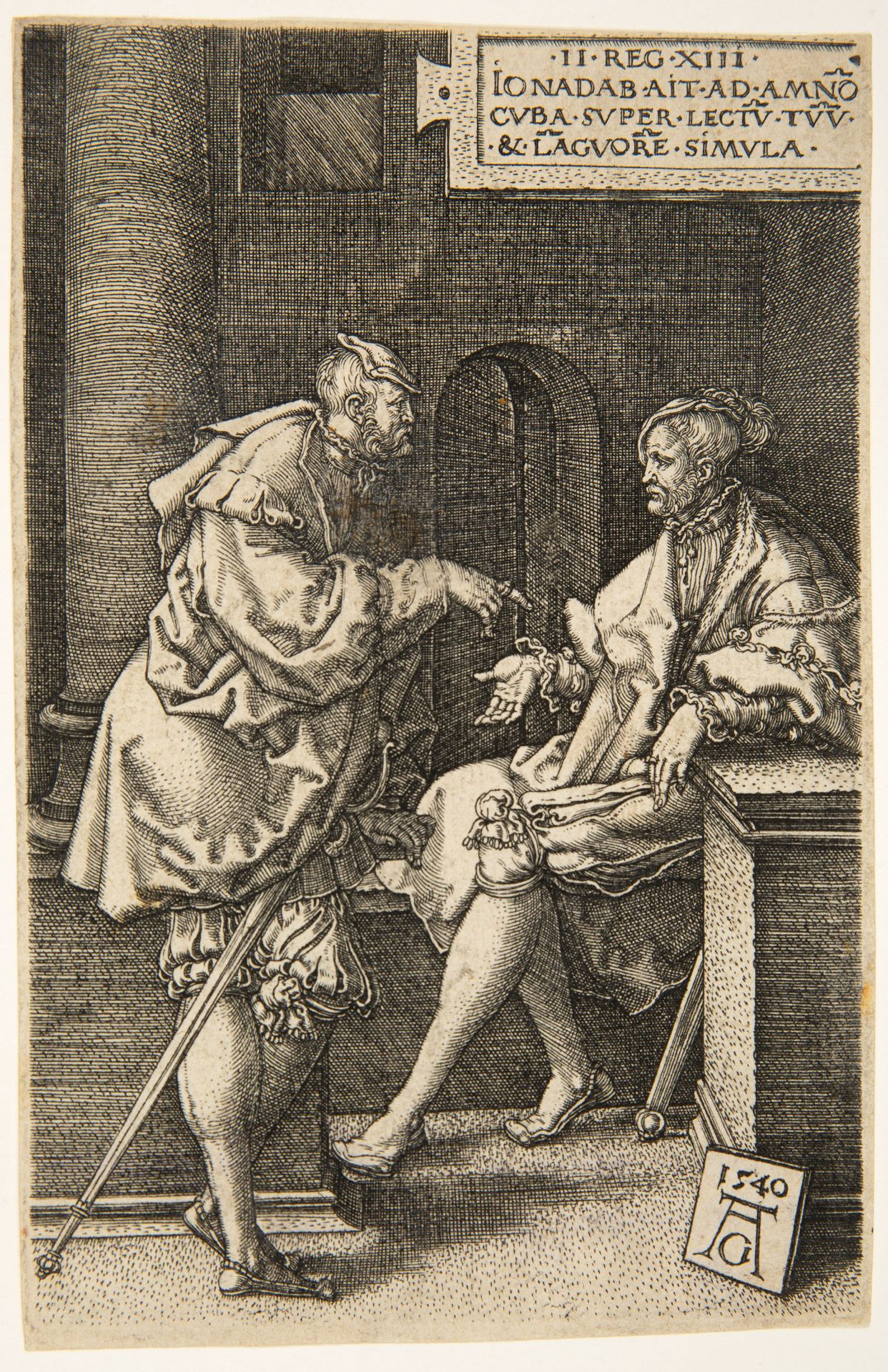Heinrich Aldegrever. Amnon und Jonadab. 1540. Kupferstich. New Hollstein 22 I/II.
