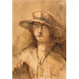 Franz Radziwill. Frau mit Hut. 1924. Aquarell. Monogrammiert und datiert. Seeba Wv.-Nr. P 2403.