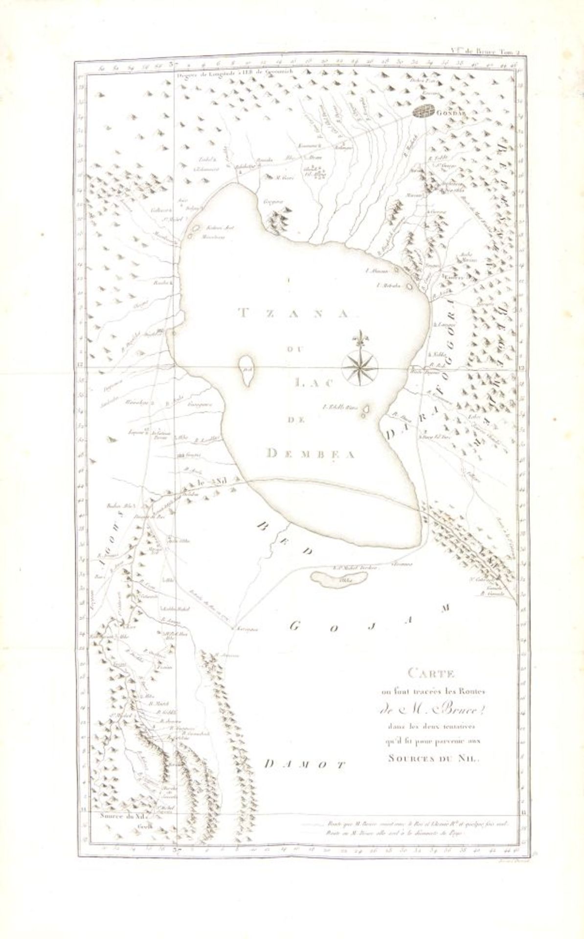 J. Bruce (of Kinnaird), Cartes et figures du Voyage en Nubie et en Abyssinie. (Atlasband). Paris 179 - Bild 3 aus 4