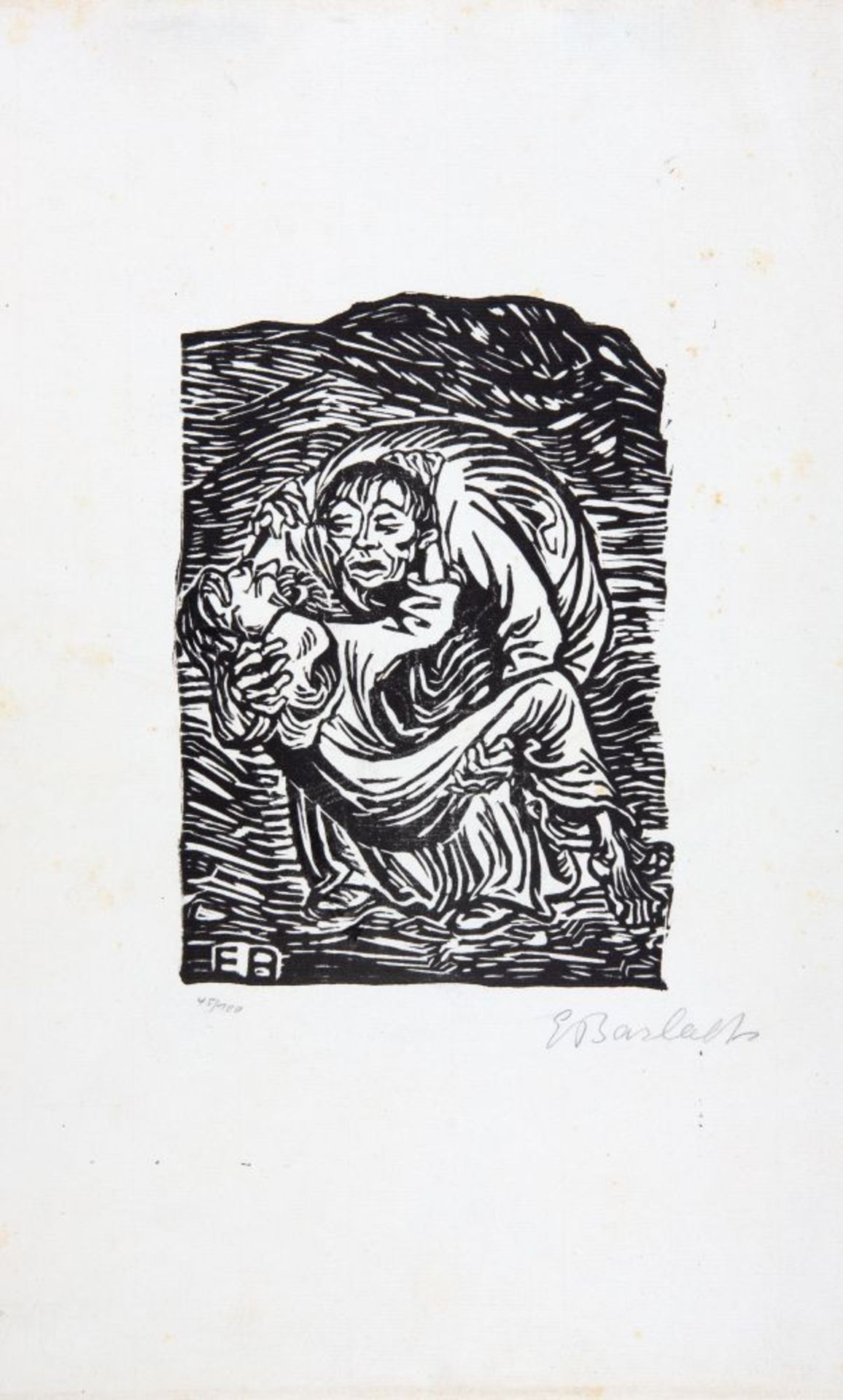 Ernst Barlach. Barmherziger Samariter. 1919. Holzschnitt. Signiert. Ex. 45/100. Schult 163.