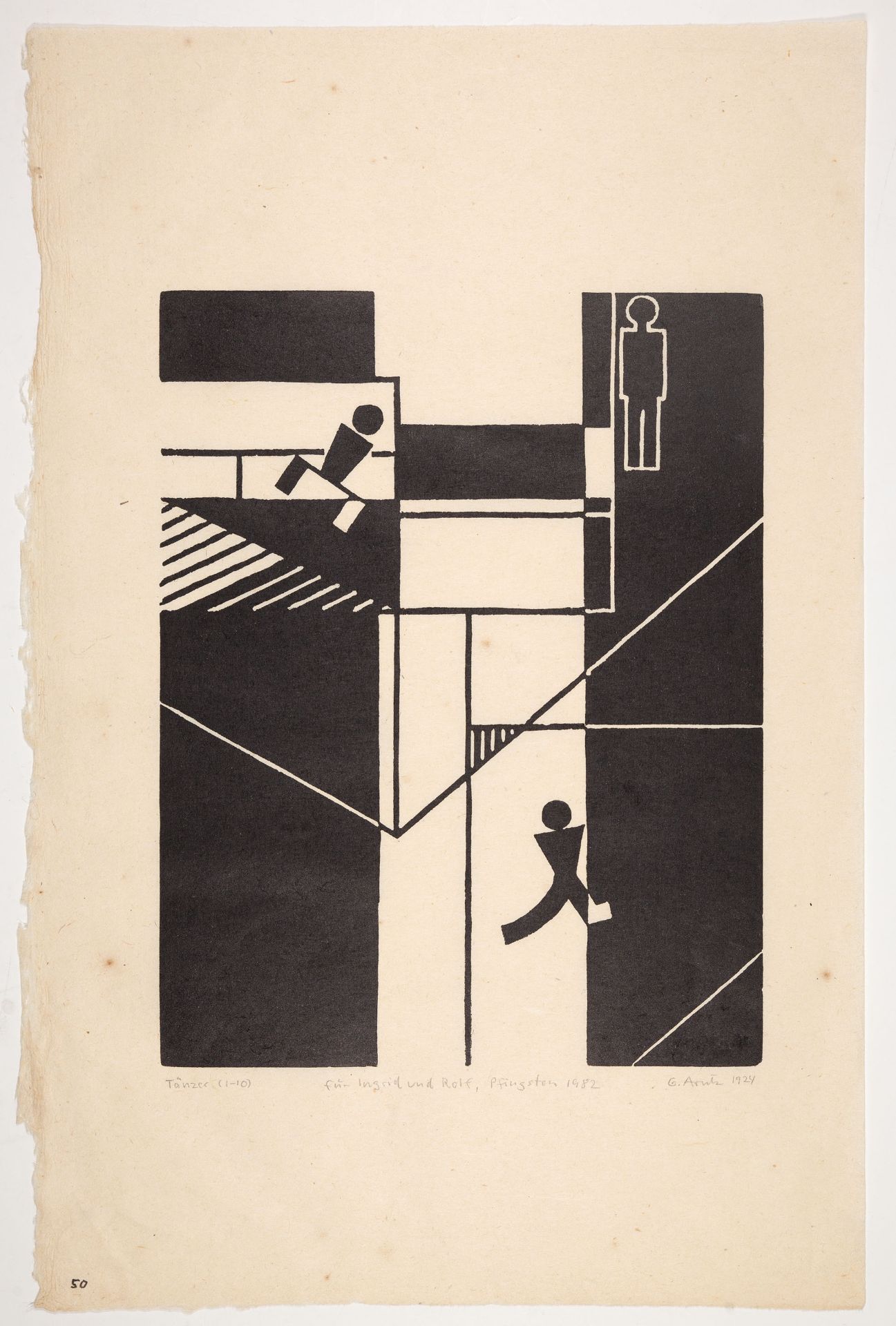 Gerd Arntz. Tänzer. 1924. Holzschnitt. Signiert. Eines von 10 Exemplaren.