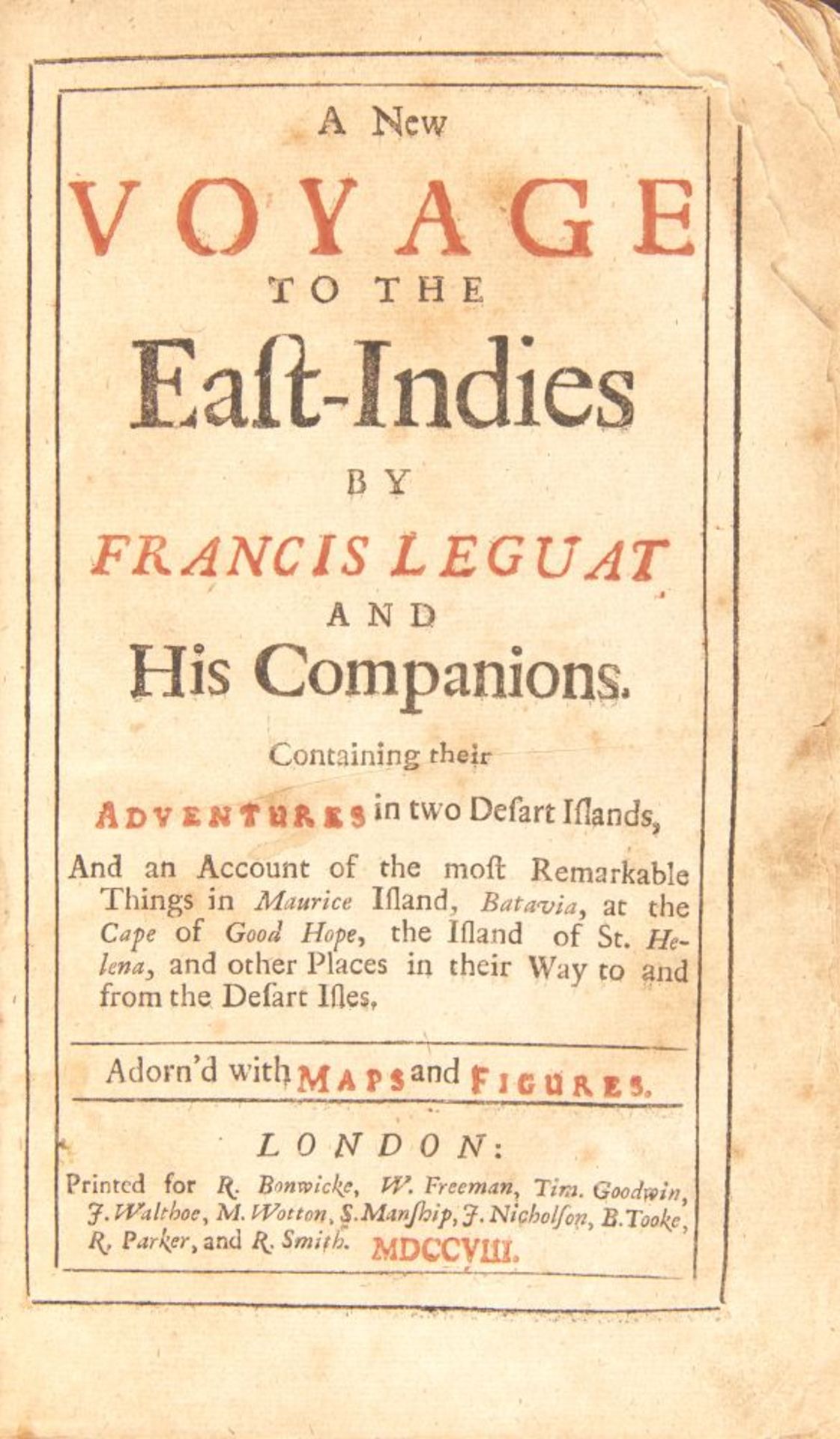 F. Leguat, Voyage to the East-Indies. Ldn 1708. - Bild 2 aus 3