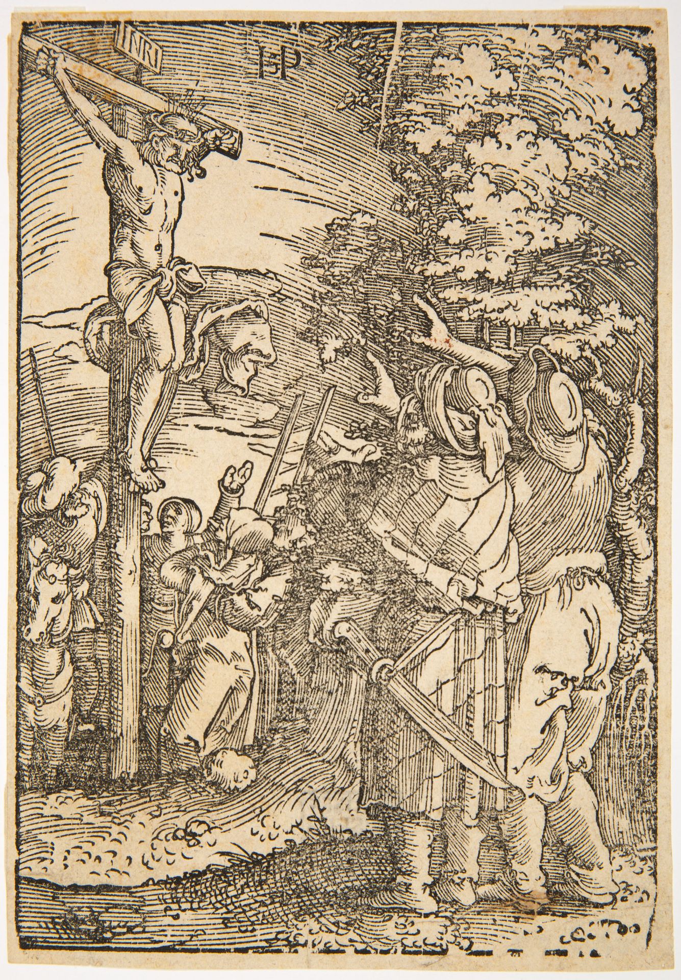 Hans Sebald Beham. Christus am Kreuz. 1521. Holzschnitt. Hollstein 824 II/II.