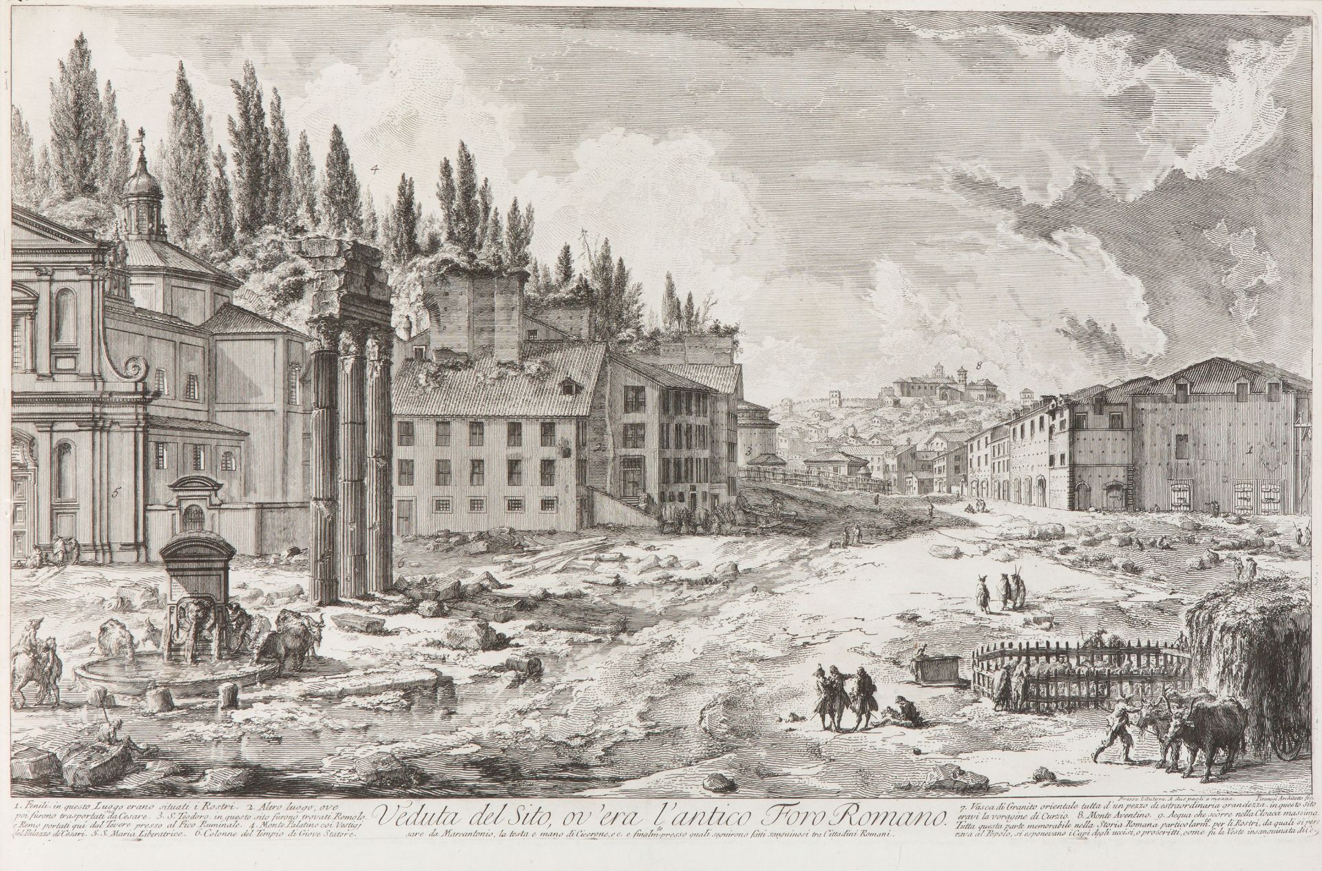 Giovanni Battista Piranesi. Veduta del Sito. Radierung. Wilton-Ely 159; Hind 41 III/IV (von VII).