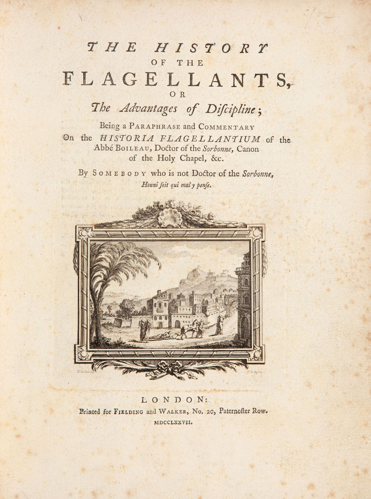 J. L. Delolme nach J. Boileau, The History of the flagellants. Ldn 1777.