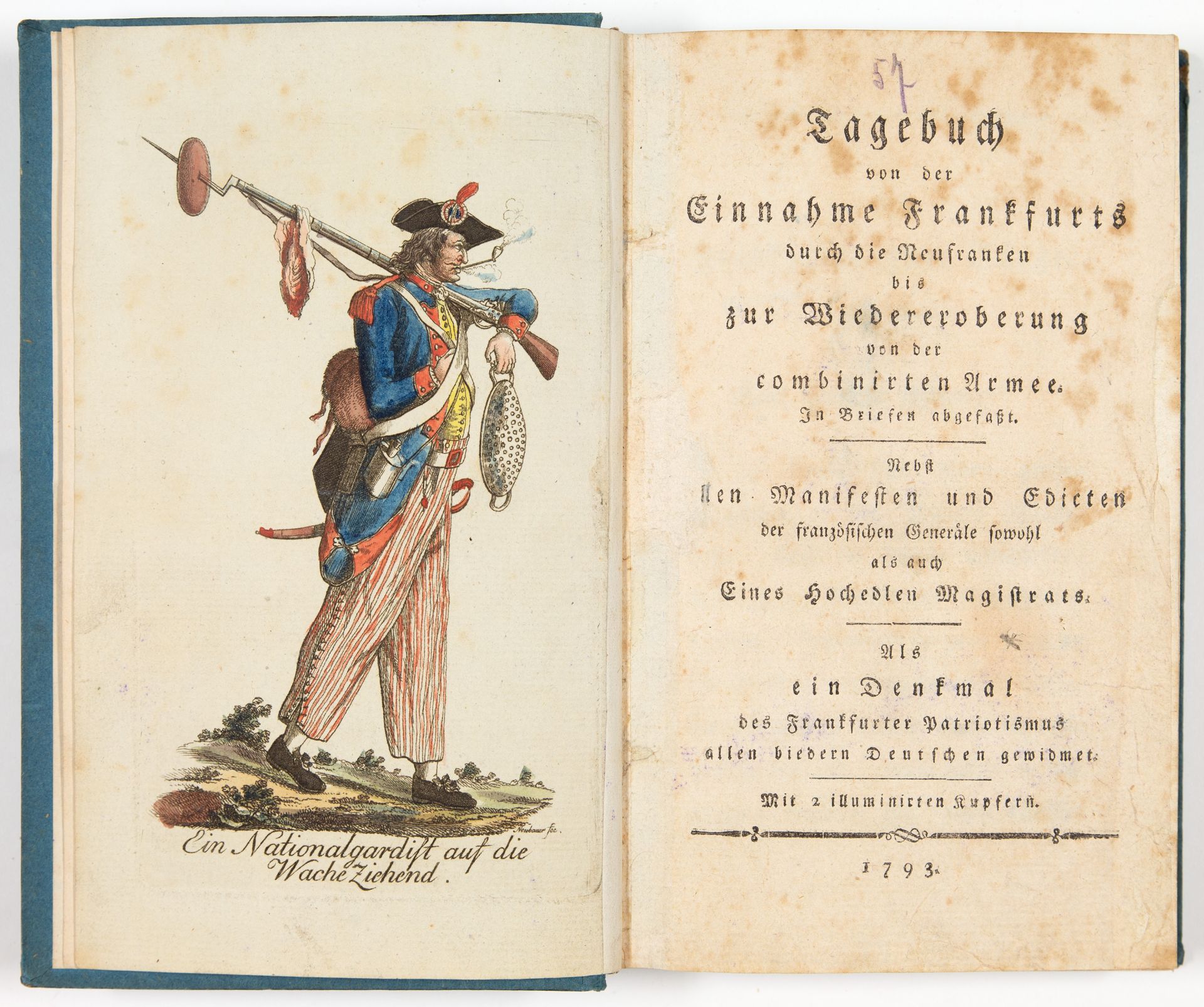 J.J. Ihle, Tagebuch von der Einnahme Frankfurts. Ffm. 1793. - Bild 2 aus 3