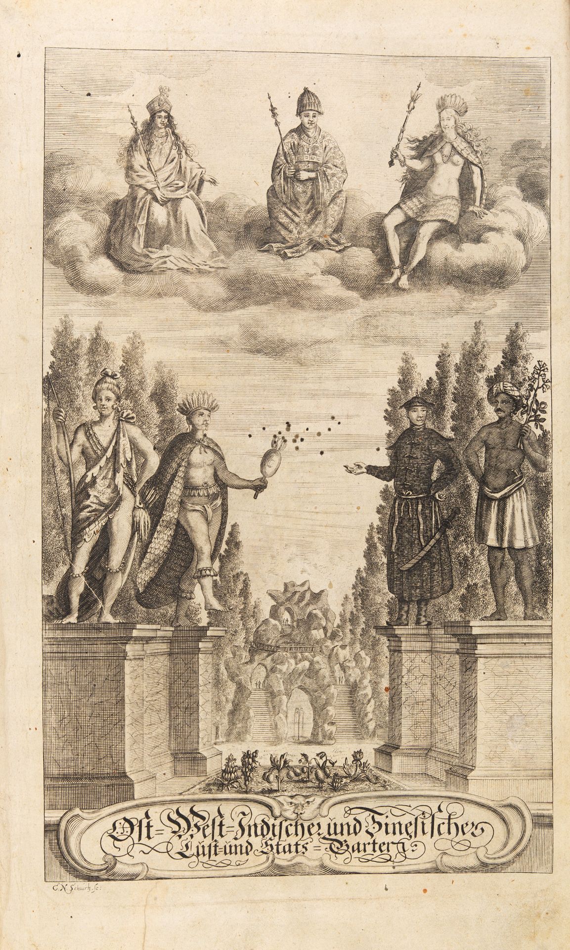E. Francisci, Ost- und West- Indischer Lust- und Staatsgarten. 3 Tle. in 1 Bd. Nürnberg 1668.