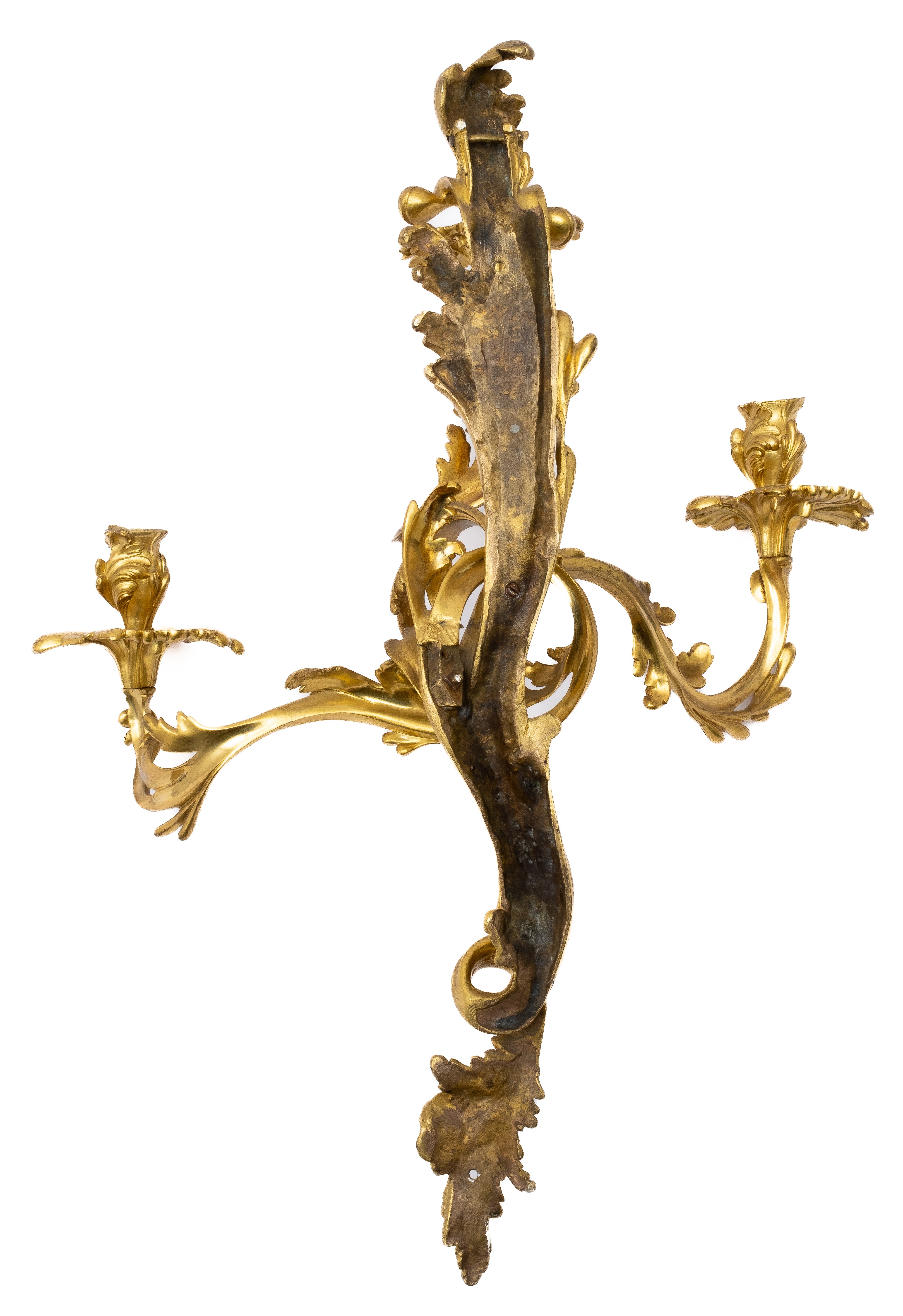 A pair of French ormolu three-light wall appliques - Image 6 of 6