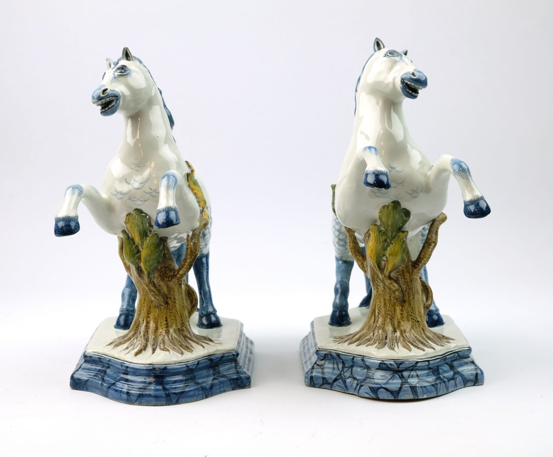 Two Arnhem pottery Delft style prancing horse figures - Image 5 of 9