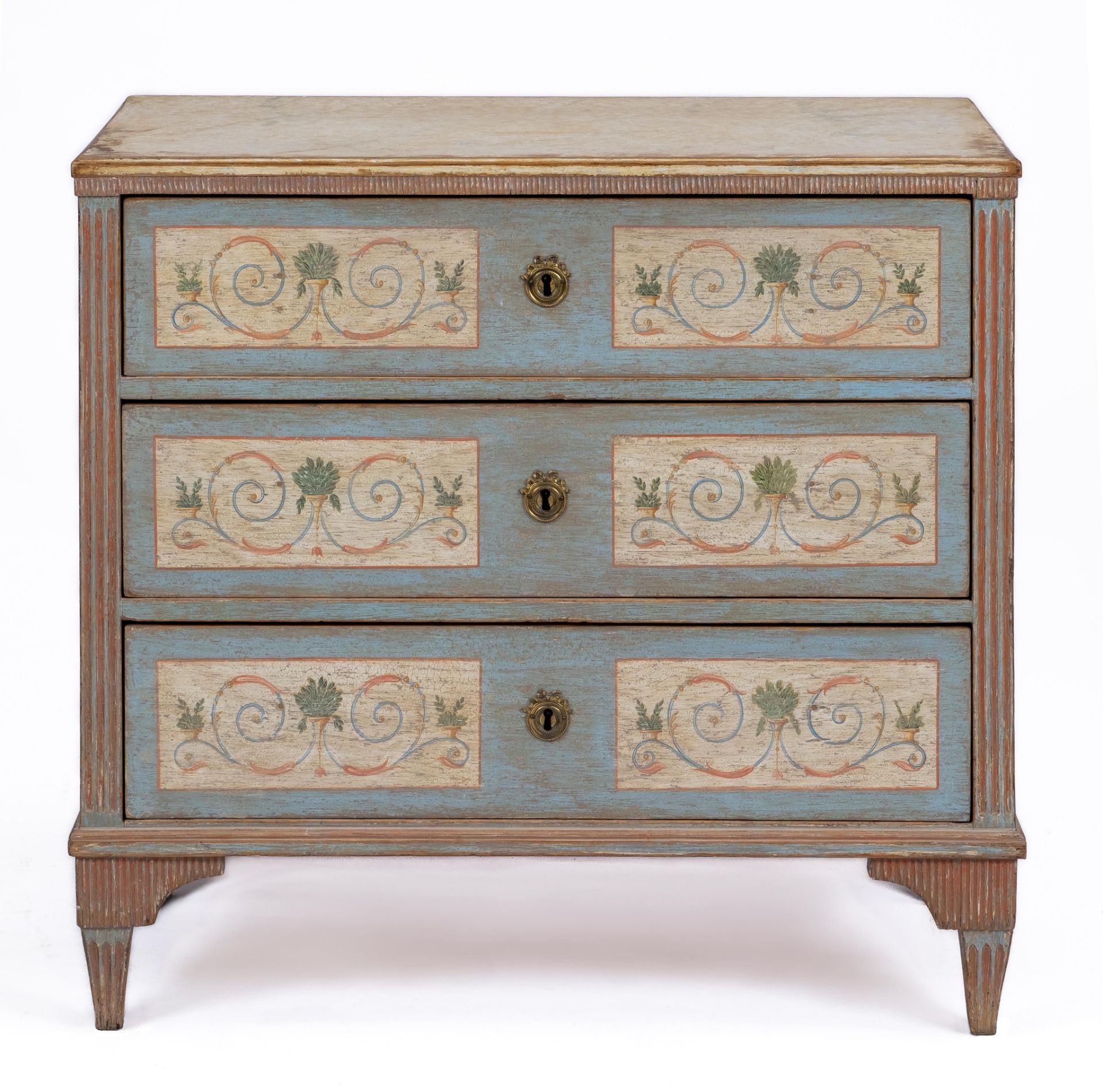 A Swedish polychrome-painted pine commode