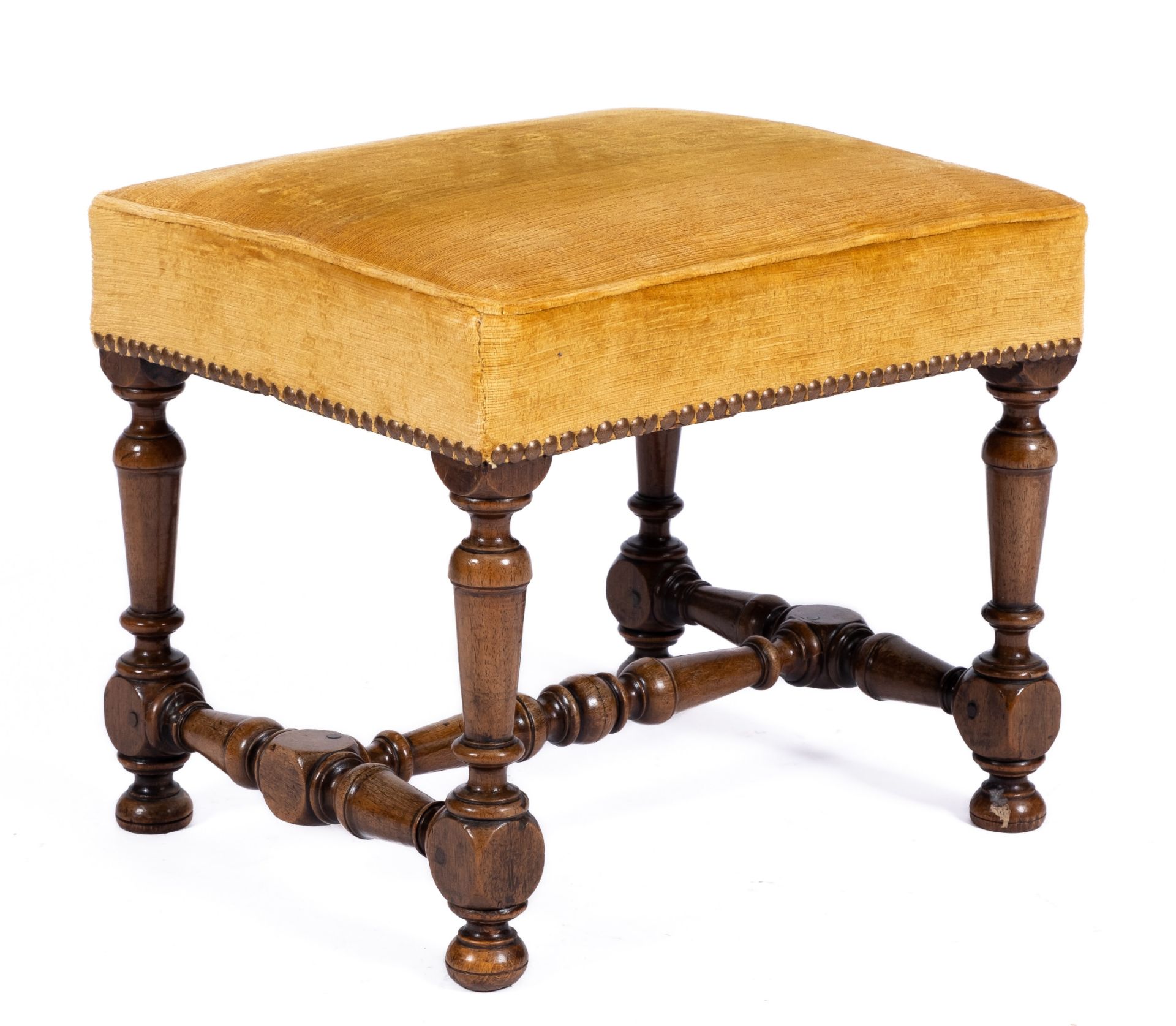 A pair of Louis XIV walnut stools - Image 3 of 3