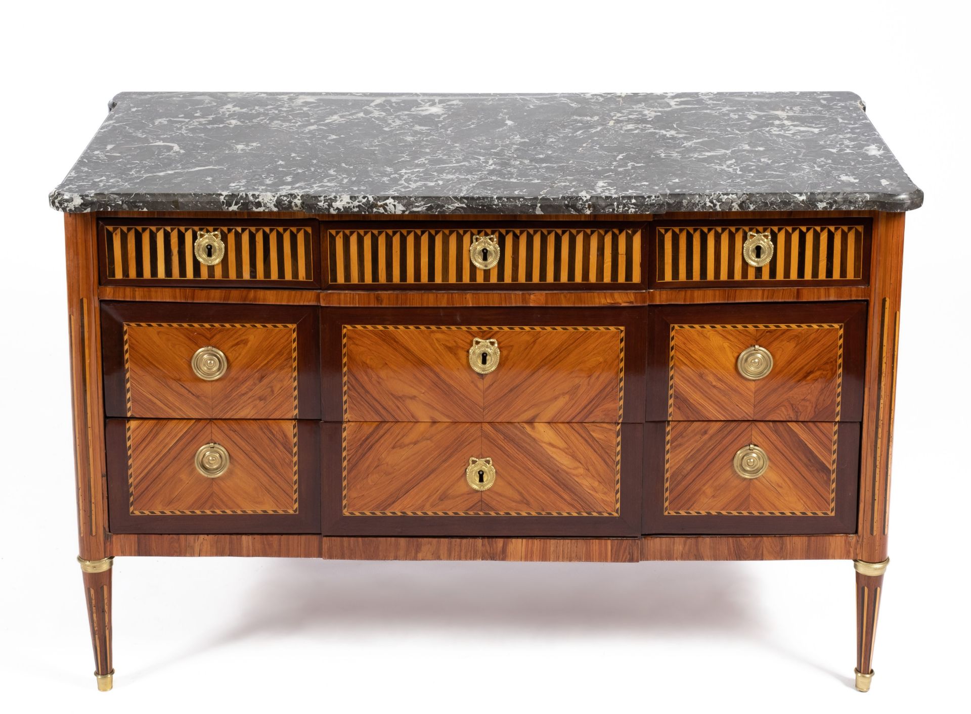 A Louis XVI ormolu-mounted tulipwood, amaranth and fruitwood marquetry commode - Image 3 of 4