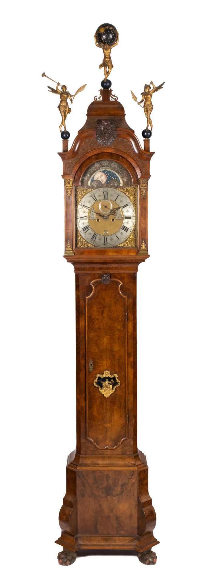 A Dutch burr-walnut longcase clock