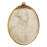 An oval carved marble portrait relief of a nobleman