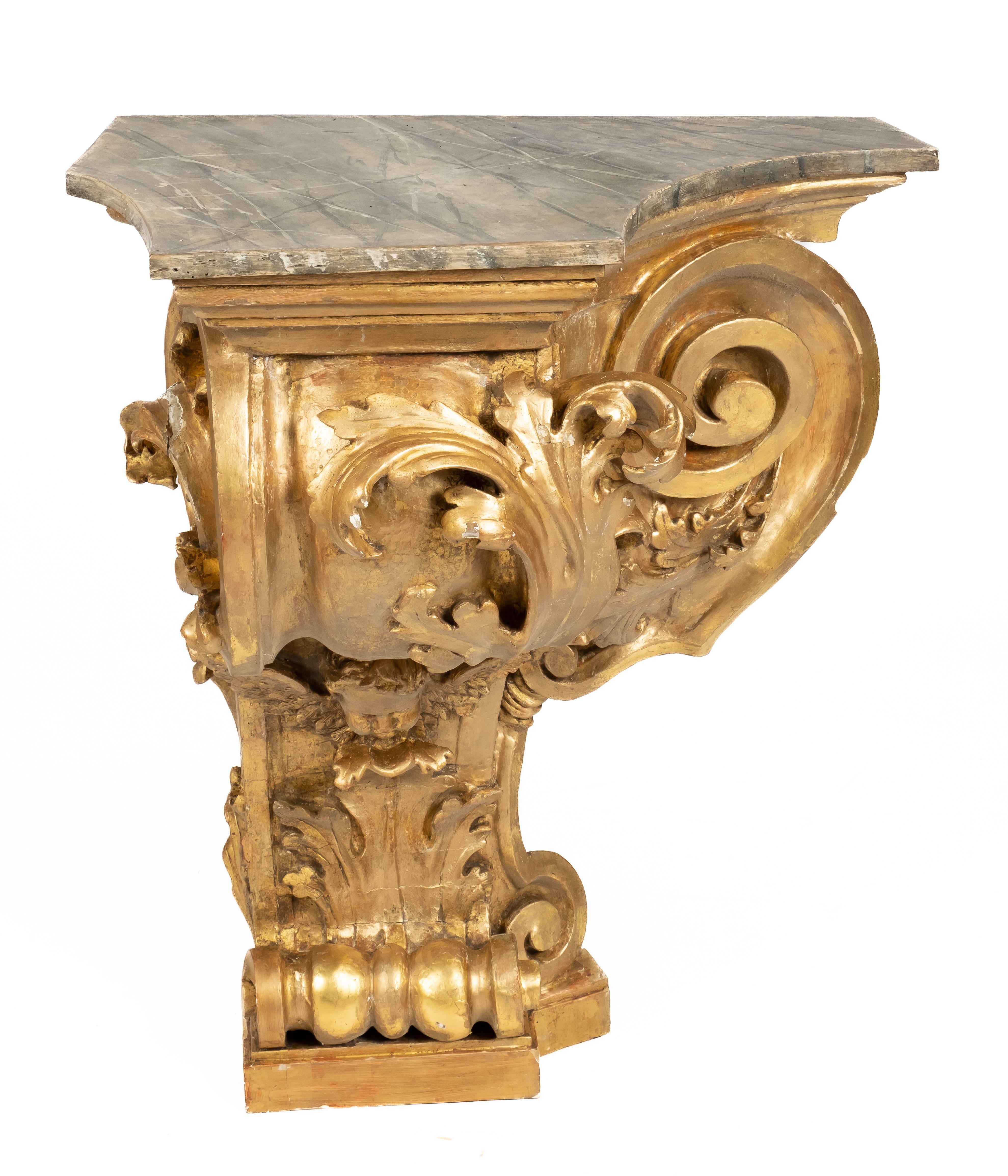A pair of monumental Italian carved giltwood console tables - Image 5 of 8
