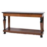 A large Dutch mahogany and ebonised console table