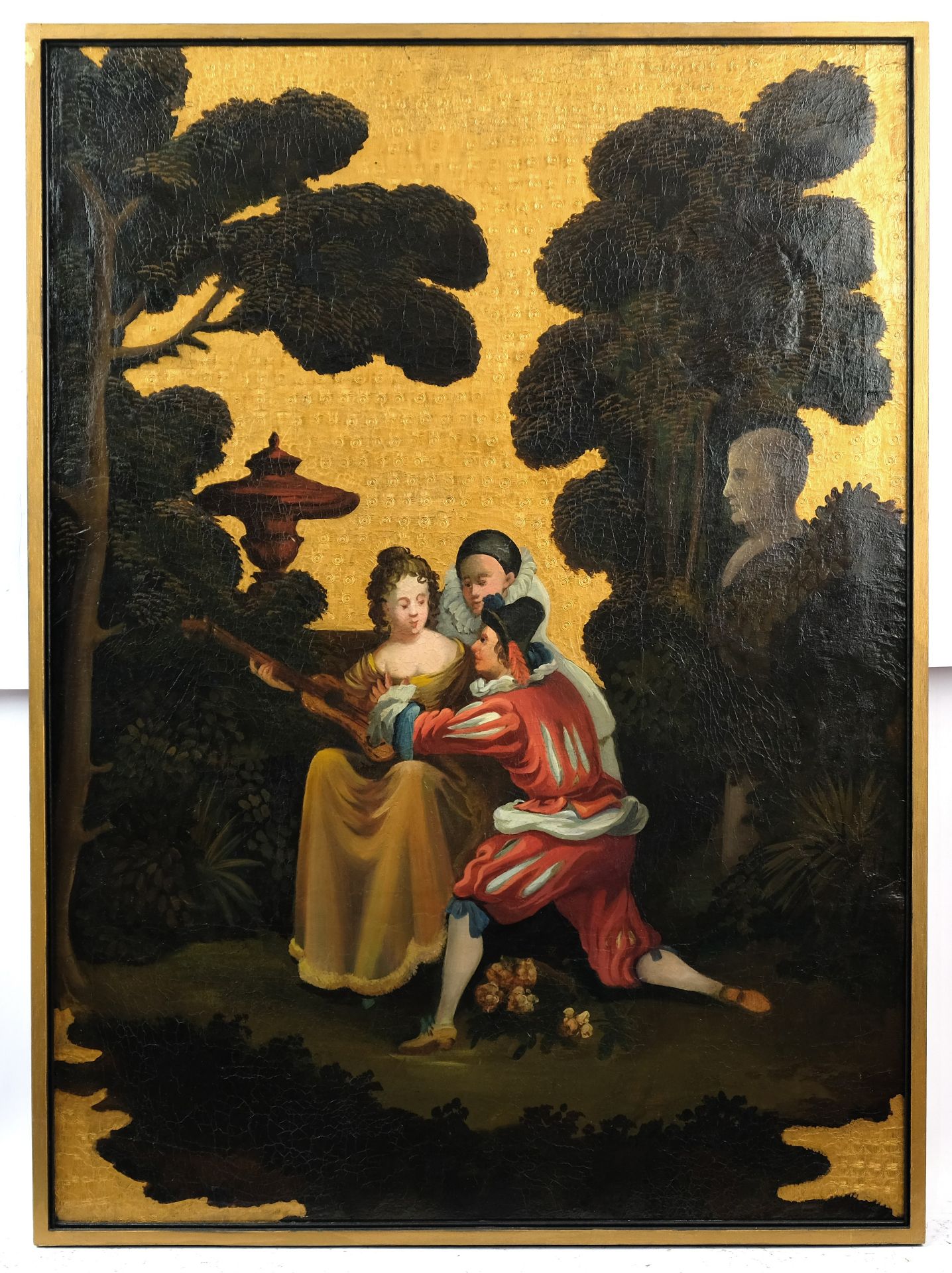 A set of four painted and parcel-gilt leather wall panels - Bild 2 aus 9