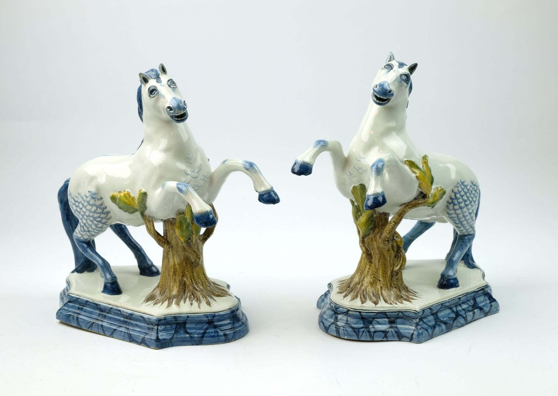Two Arnhem pottery Delft style prancing horse figures - Image 4 of 9