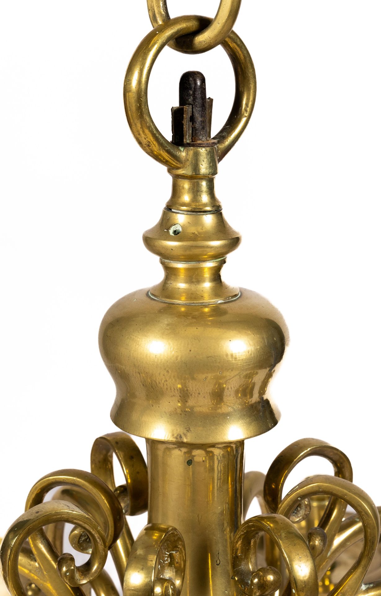 A Dutch brass eight-light chandelier - Bild 4 aus 7