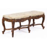 A French carved walnut banquette