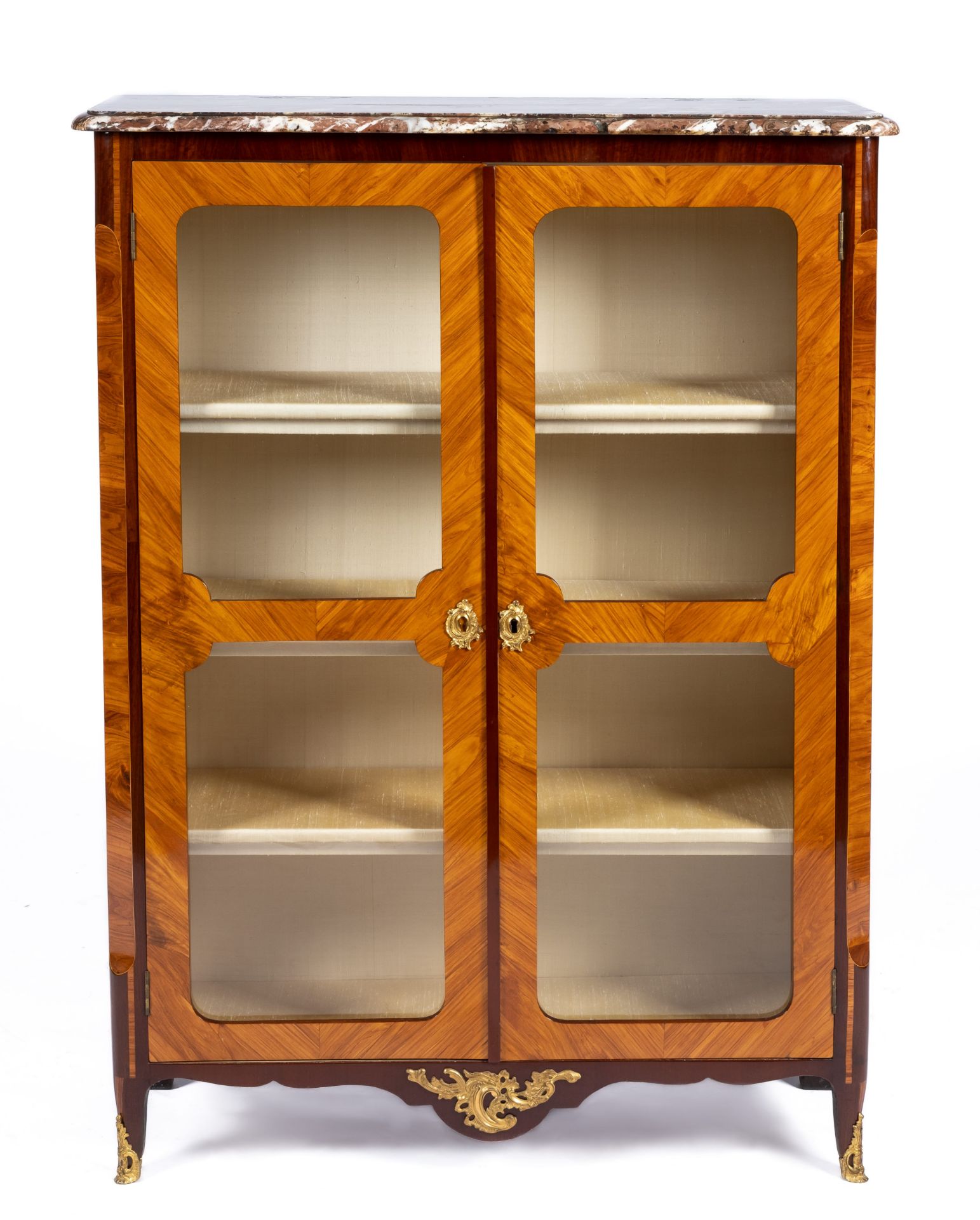 A Transition ormolu-mounted rosewood and tulipwood bookcase