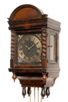 A rare Dutch rosewood hood clock